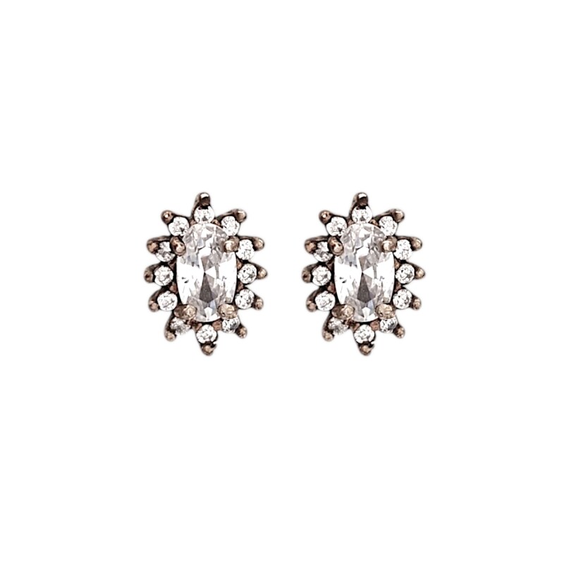 Caravanas Oval-Plata 925-Piedra zirconia-CA3070 conpiedra