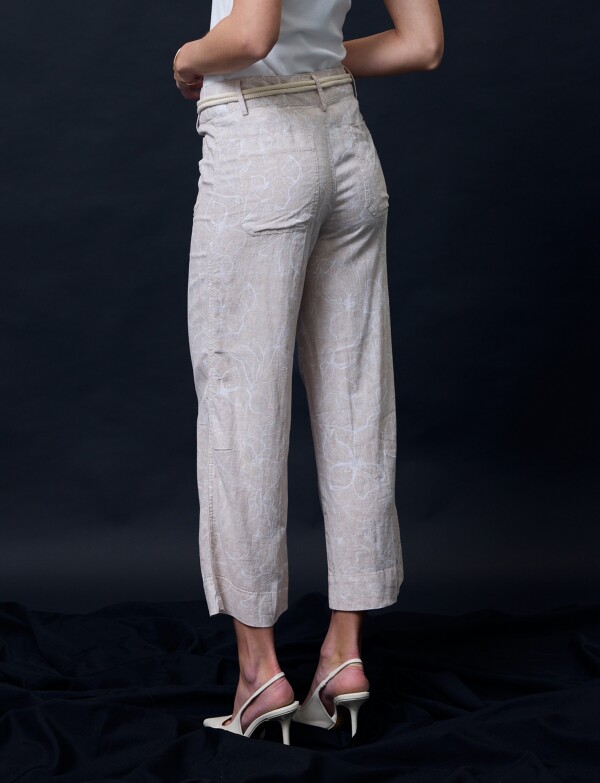 Pantalon Lino Cinto BEIGE/MULTI
