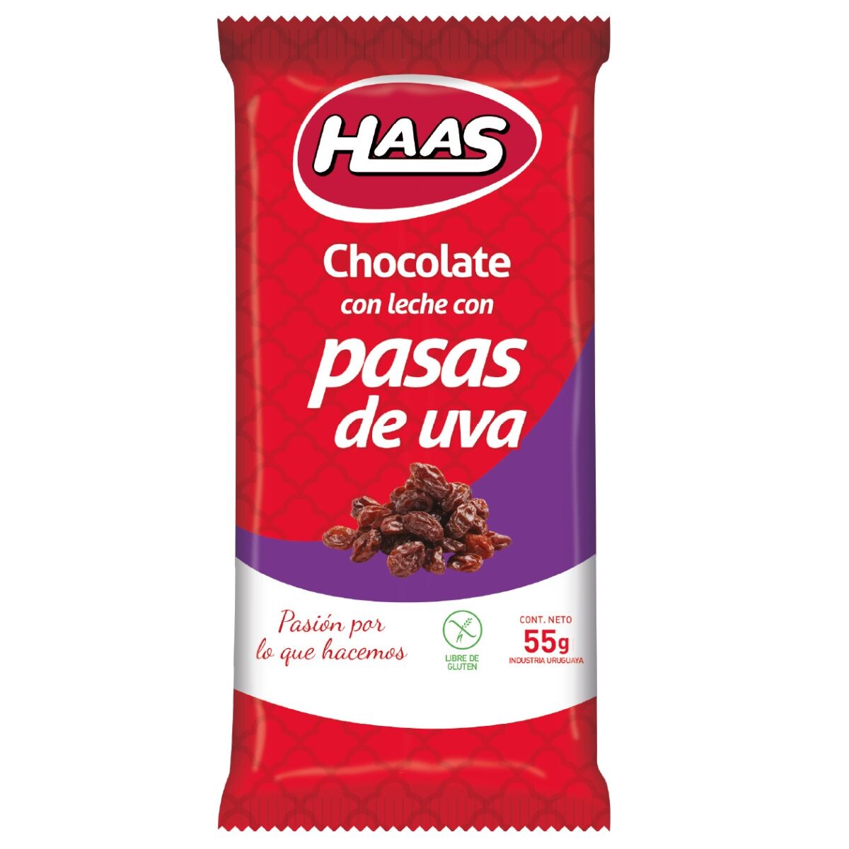 Tableta de Chocolate HAAS Leche con Pasas de Uva - 55 GR 