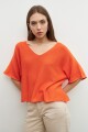Sweater oversized escote V naranja
