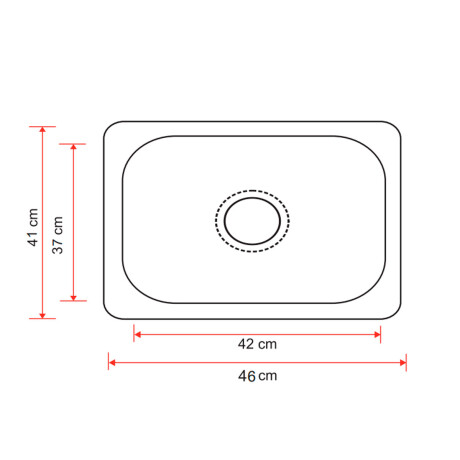 PILETA DE COCINA 46X41X20 INOX ESPESOR 0.8 SIMPLE 000