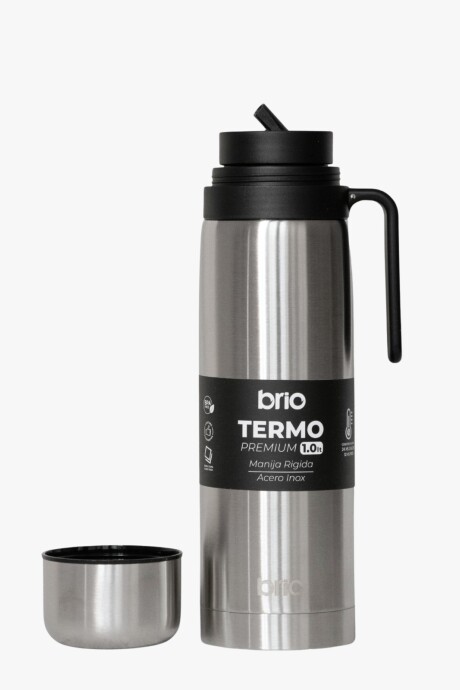 Termo brío premium 1 litro con pico cebador en acero inox Silver
