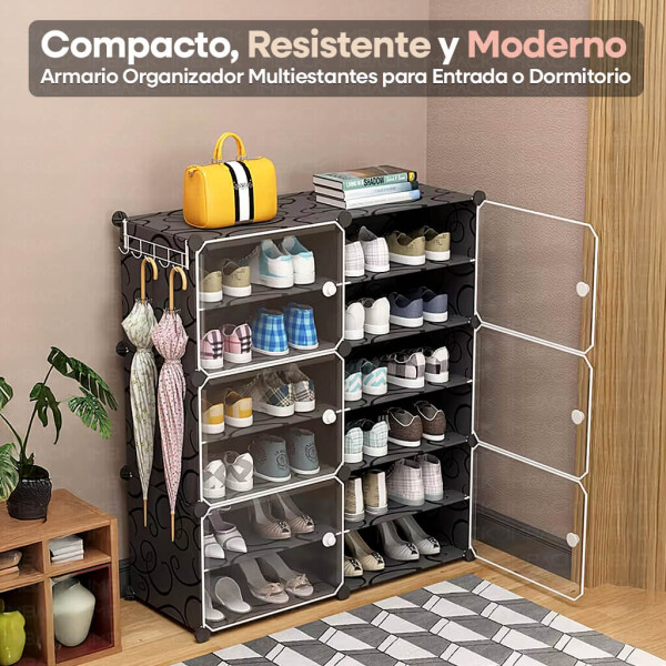 Zapatera Organizador IMBACK IBK-PLC005 | 12 Compartimentos, Compacta, Moderna y Resistente Negro Zapatera Organizador IMBACK IBK-PLC005 | 12 Compartimentos, Compacta, Moderna y Resistente Negro