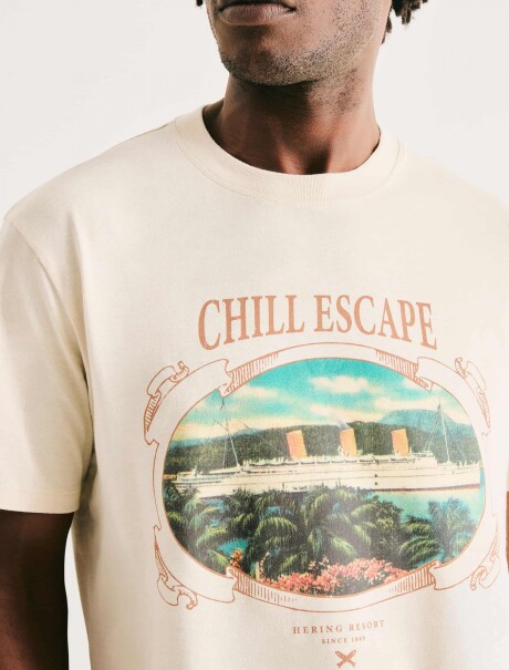 CAMISETA CON ESTAMPA MODELO REGULAR BEIGE