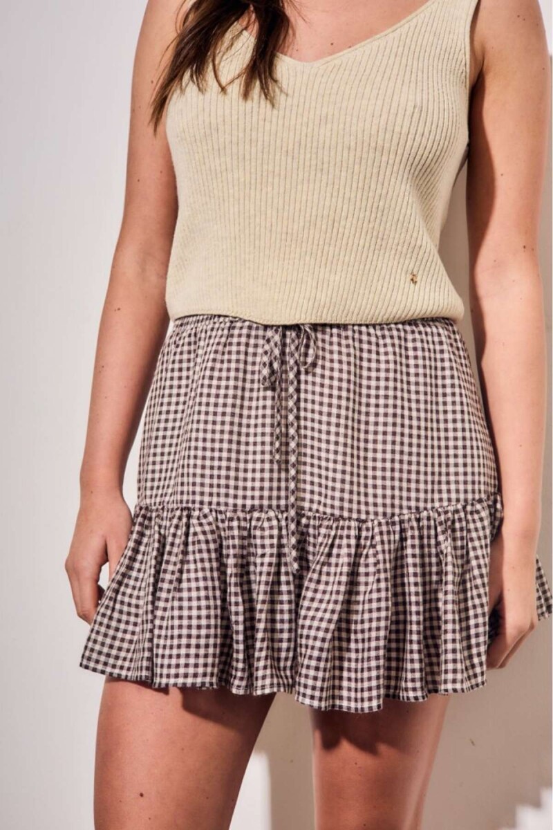 Falda Gingham - Gingham Marron 