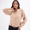 Blusa cuello mao lunares beige