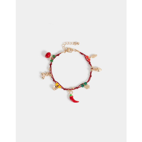 Pulsera Flexible Multidijes Frutas Dorado