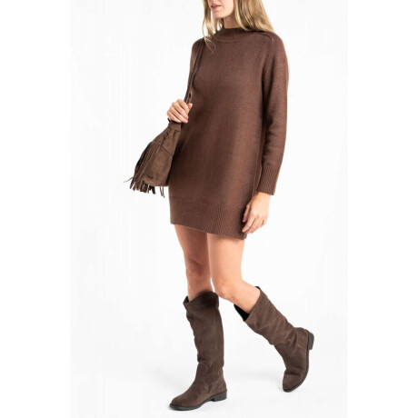 Vestido Polera Tejido Chocolate