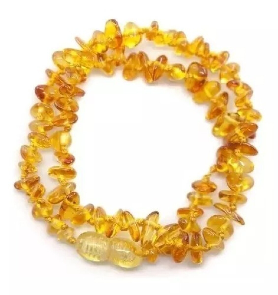 Collar ambar piedra irregular - amarillo 