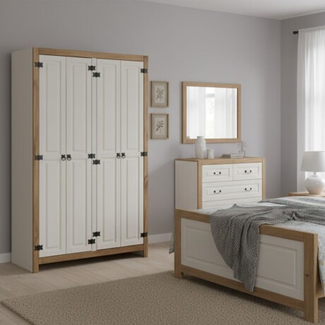 ROPERO 4 PUERTAS GUARDARROPA ARMARIO PLACARD CLOSET EN MADERA MACIZA - LINEA MEXICANA BLANCO
