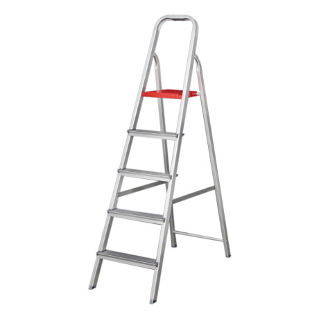 Escalera De Aluminio Tijera 5 Escalones Plegable Gris