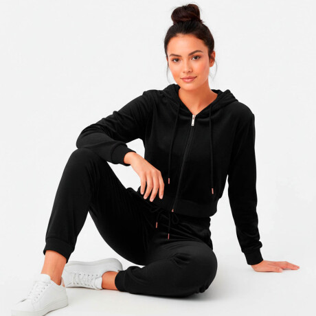 Conjunto Jogging Plush Campera + Pantalón Dama Negro