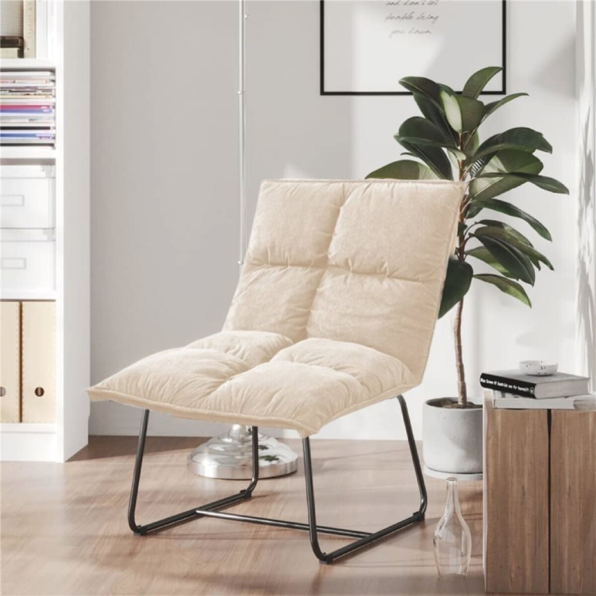 BUTACA MADRID BASE METAL BEIGE — Deco Hogar