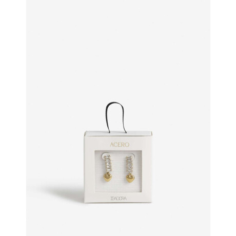 Aros Cortos De Acero Con Cubic Dorado