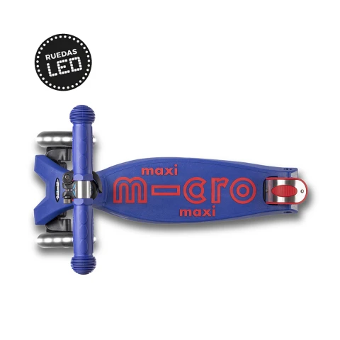 Monopatín Micro Maxi Deluxe LED Ajustable con 3 Ruedas AZUL