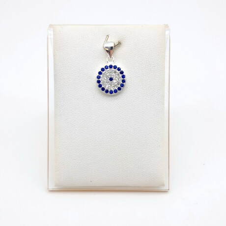 Dije de Plata 925 Ojo Turco con Circonias Diámetro 1.2 cm