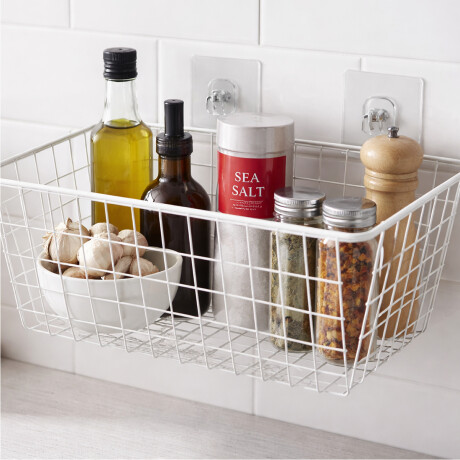 Canasto Cesto Organizador Metal Cocina Baño Oficina 28x22x12cm Blanco