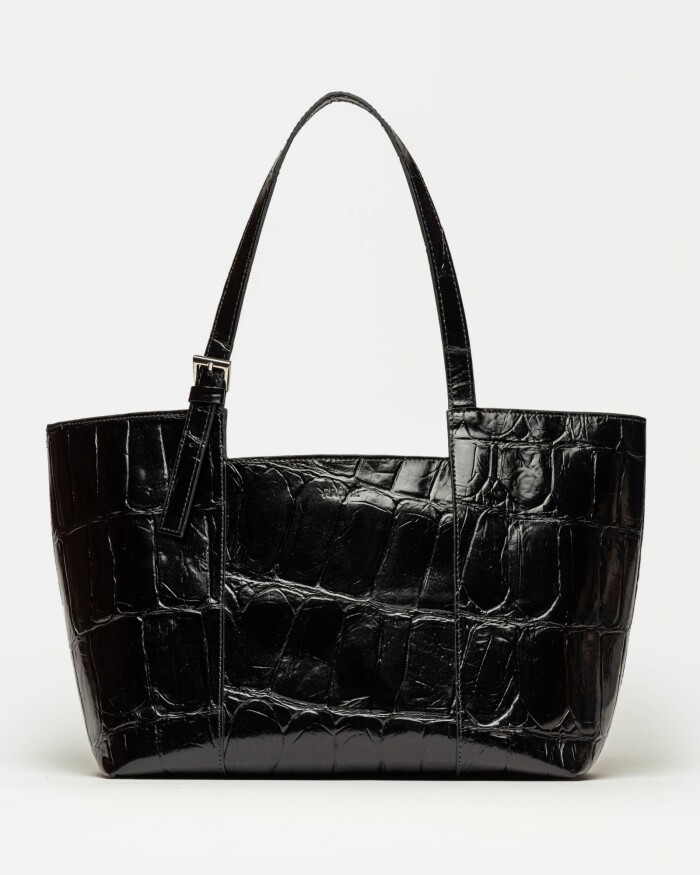 Bolso The Icon en cuero grabado big croco Negro