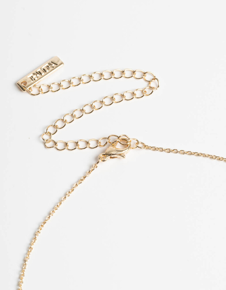 Cadena Corta con Dije Strass Collar Corto Moño Con Cubic - Dorado