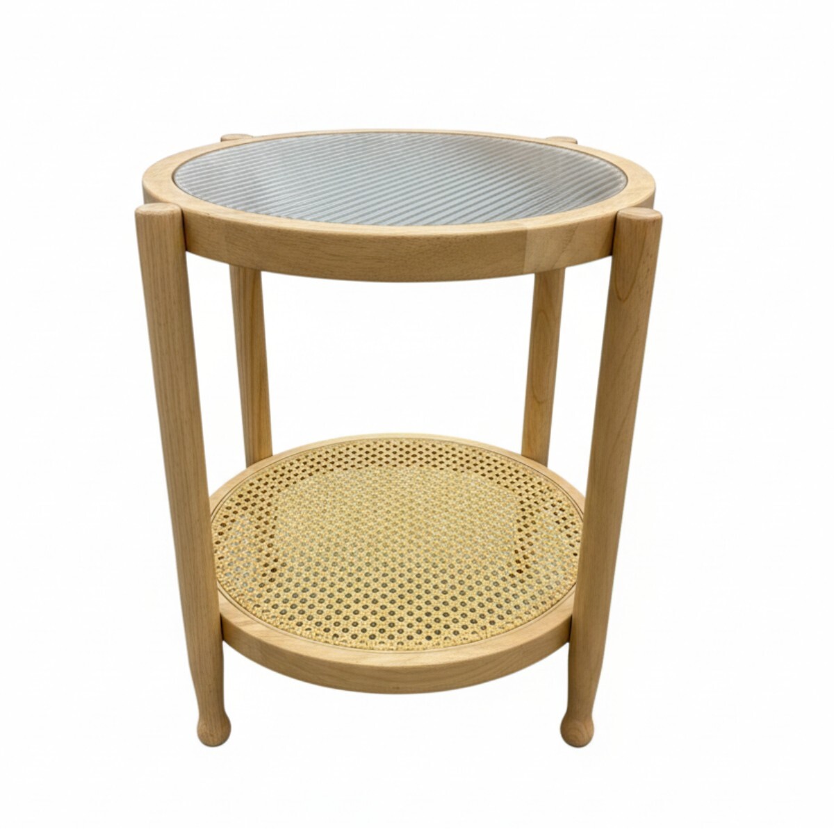 MESA LATERAL MADERA BEIGE CL/RATAN 2 NIV 50X60CM 