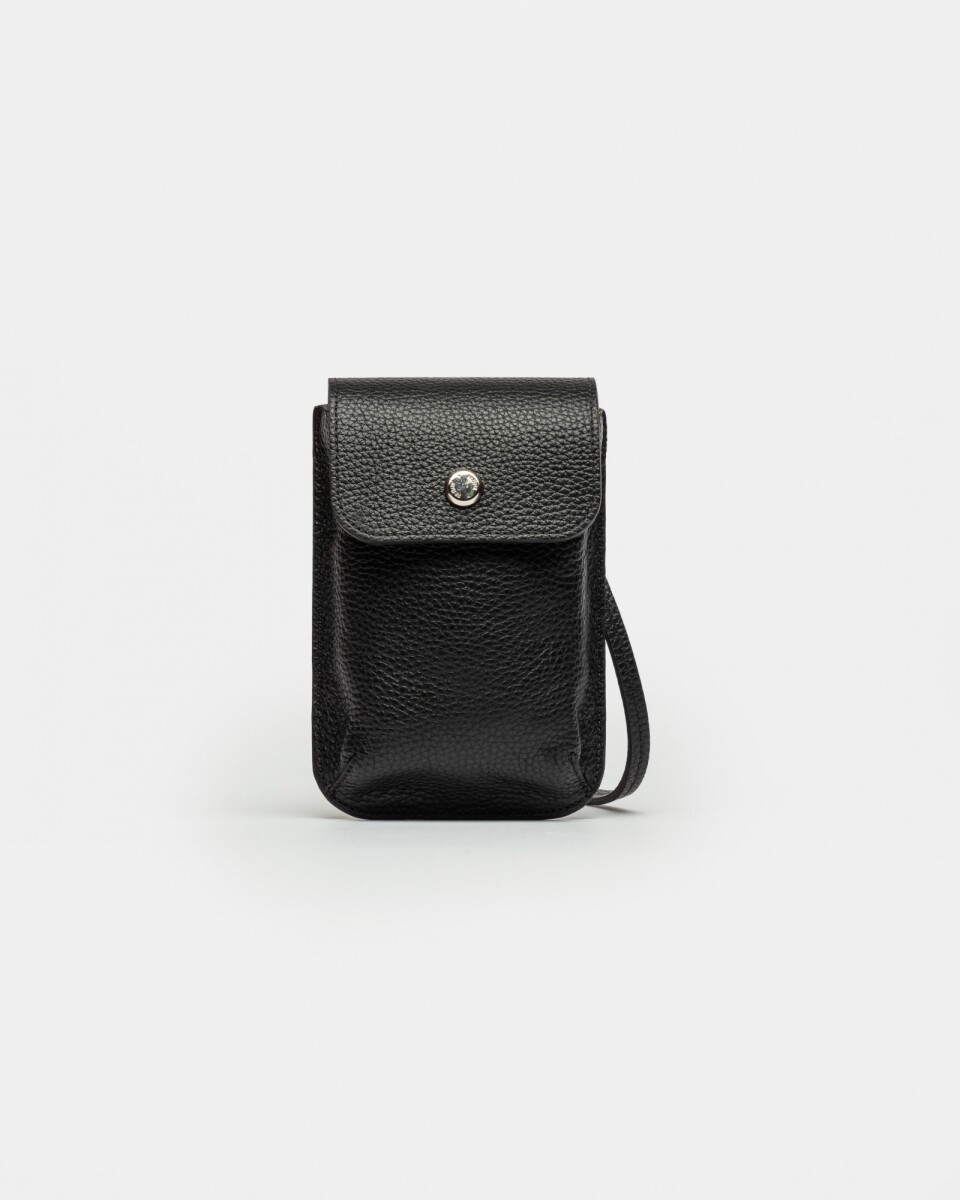 Porta Celular Liana En Cuero Graneado - Negro 