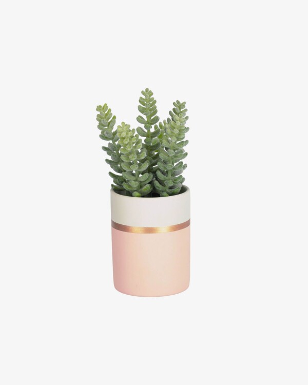 Planta artificial Sedum lucidum con maceta de cerámica rosa 19 cm Planta artificial Sedum lucidum con maceta de cerámica rosa 19 cm