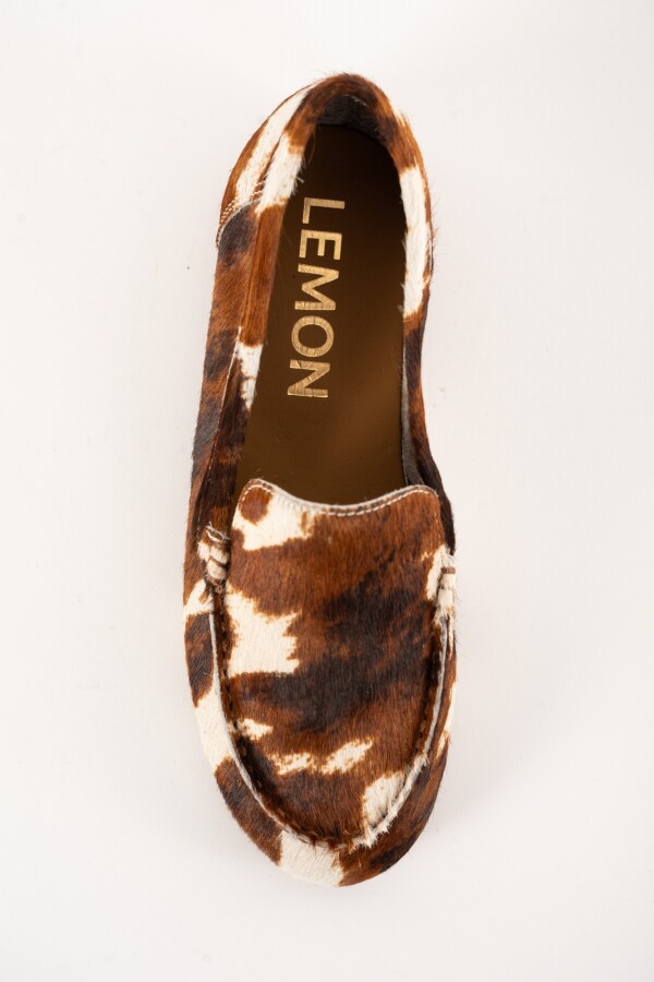 Mocasín Pelo Animal Print Marrón