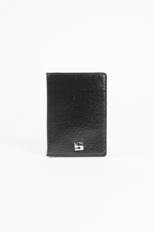 Cubre pasaporte metalizado negro