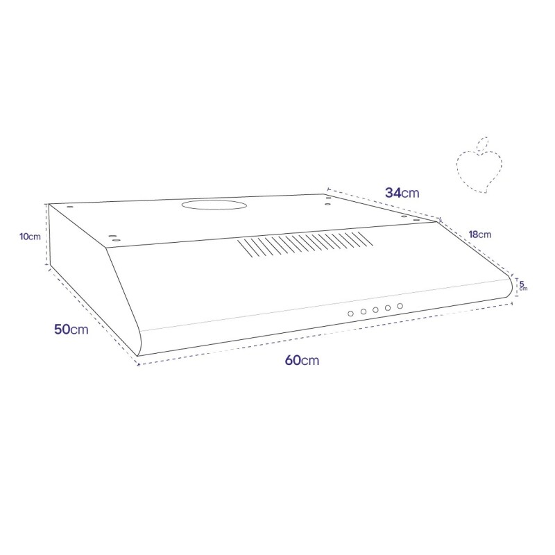 Purificador Extractor De Cocina Petra 60cm Filtro De Carbón Blanco Purificador Extractor De Cocina Petra 60cm Filtro De Carbón Blanco