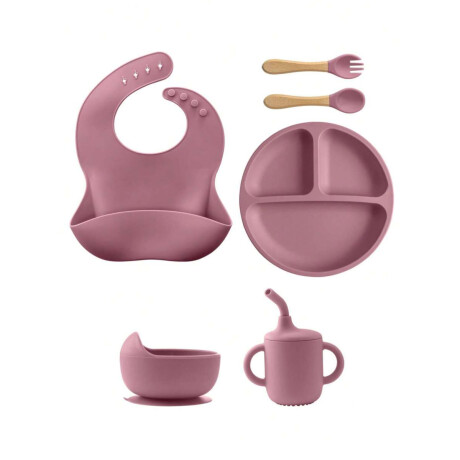 Set de alimentación de silicona para bebé – 6 piezas Rosado Viejo