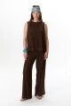 PANTALON LINO POCKET MARRON
