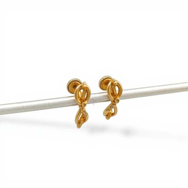 Caravanas Nudos Lazo - Oro bajo - Zirconia - CA8141 sinpiedra
