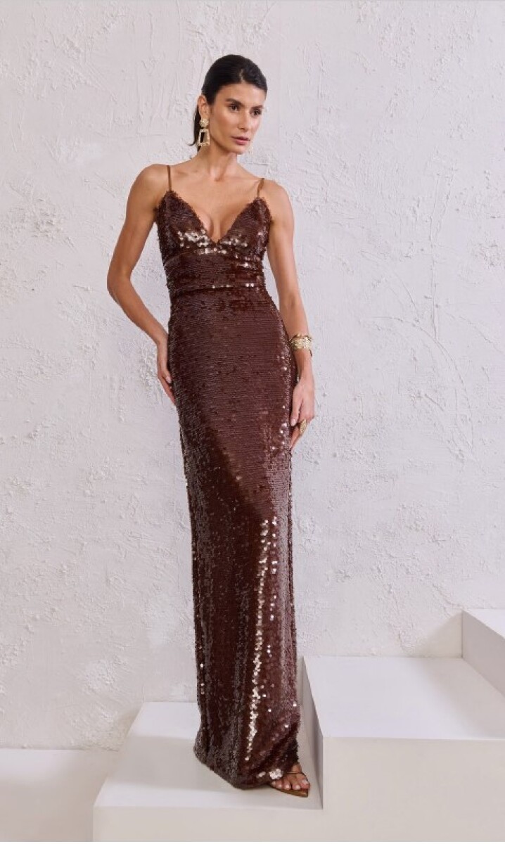 Conjunto de top y falda con lentejuelas Jayla - Marrón 