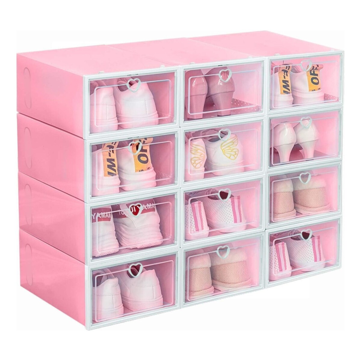 Caja Organizadora Zapatos Zapatera 12 Unidades Caja Apilable - Color Variante Corazonrosado 