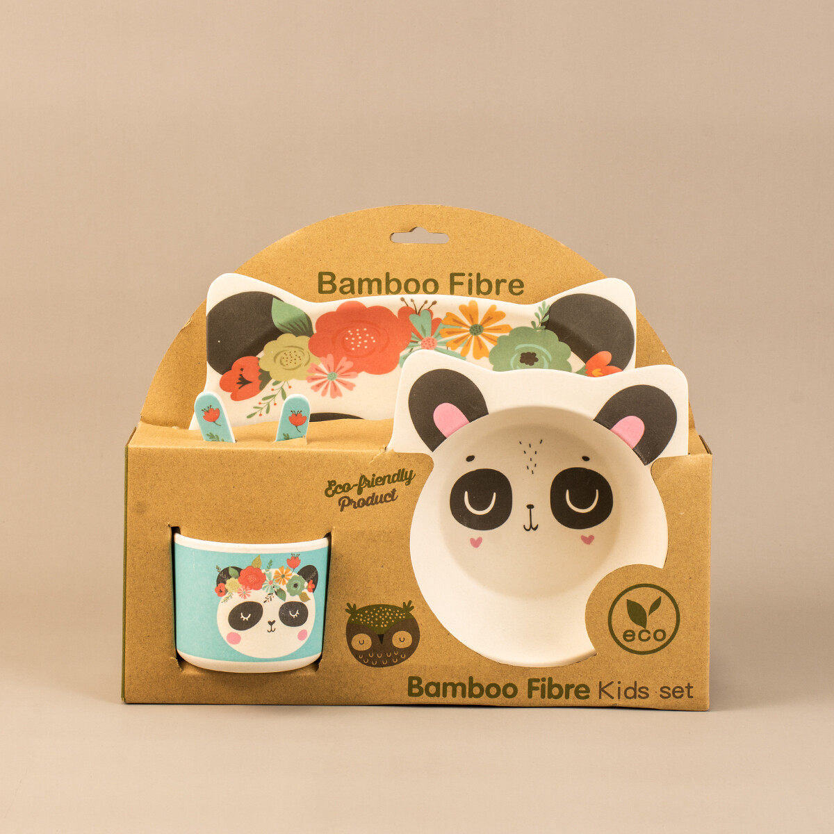 Set De Alimentación Infantil Animalitos - Oso Panda Blanco 
