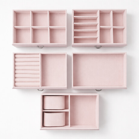 Joyero organizador con cajones y puertitas - 21x17x24cm Rosado