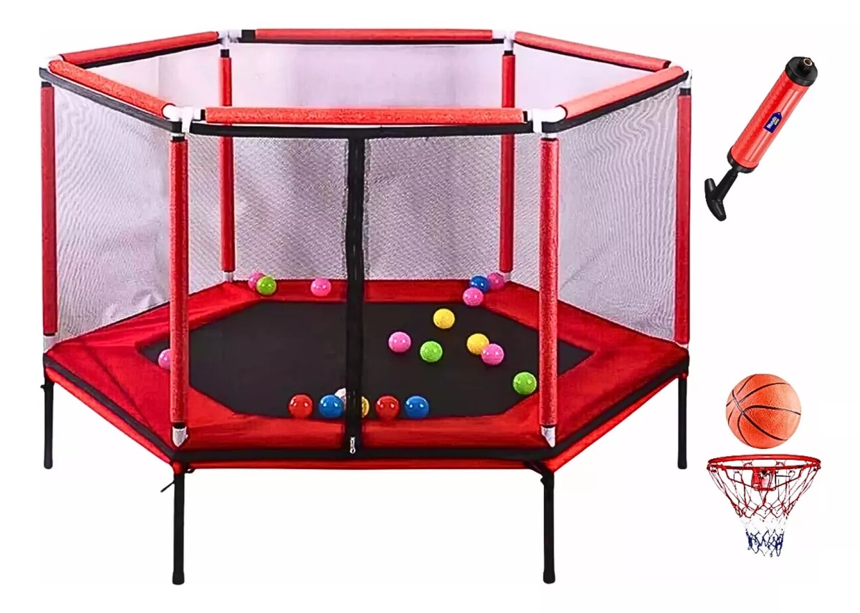 Cama Elástica Infantil Con Red De Seguridad 140 X130cm - Rojo 