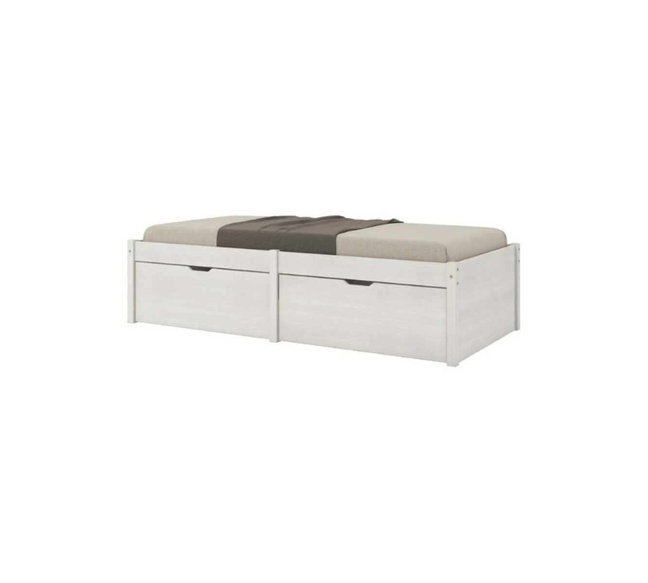 Cama Madera Maciza Con Cajones - 1 plaza - Linea beauty - Blanco 