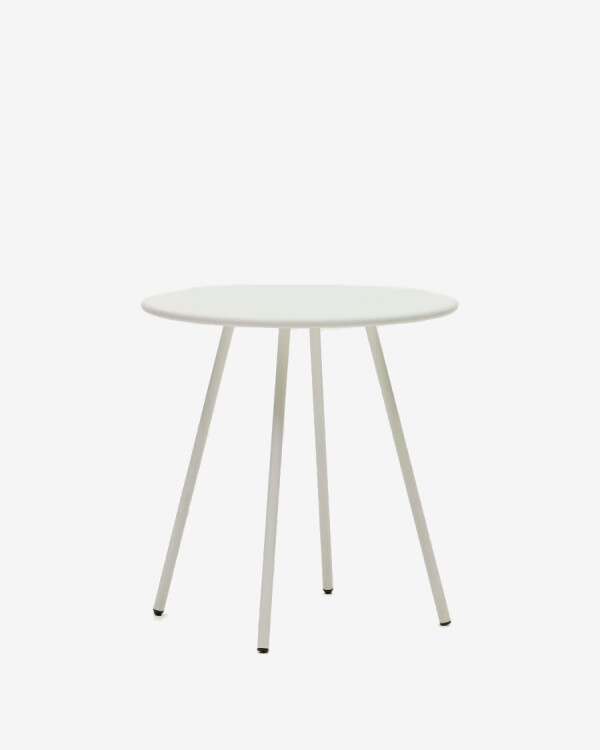 Mesa redonda de exterior Montjoi de acero con acabado blanco Ø 70 cm