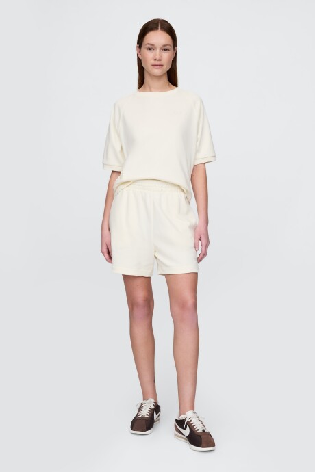 Short Sin Felpa Logo Gap Mujer White Sail