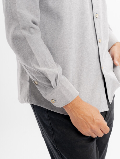 Camisa m/l oxford lisa gris