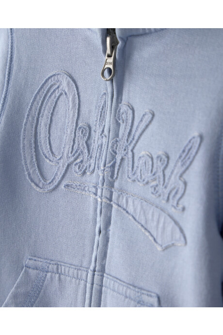 Campera de algodón, azul, con capucha y logo Campera de algodón, azul, con capucha y logo