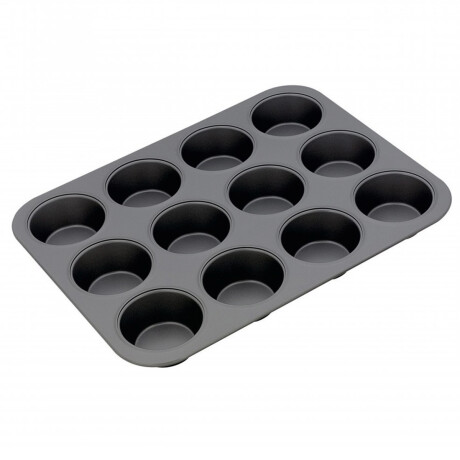 Set x12 molde muffin antiadherente 35x26,5X3 cm GRIS OSCURO