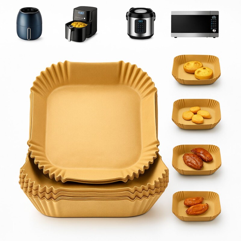 Bandeja Papel Freidora Sin Aceite Descartable X50 Unidades Cuadrado