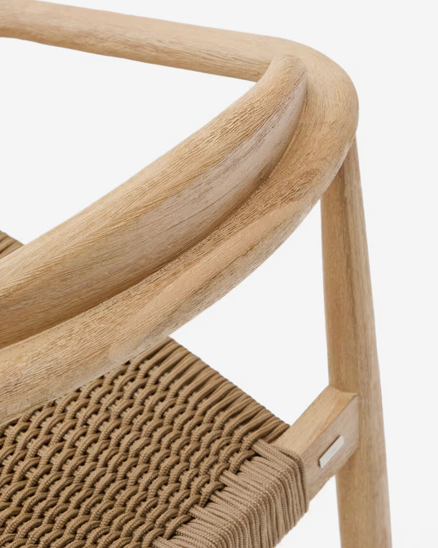 Silla Nina madera maciza de acacia y cuerda beige