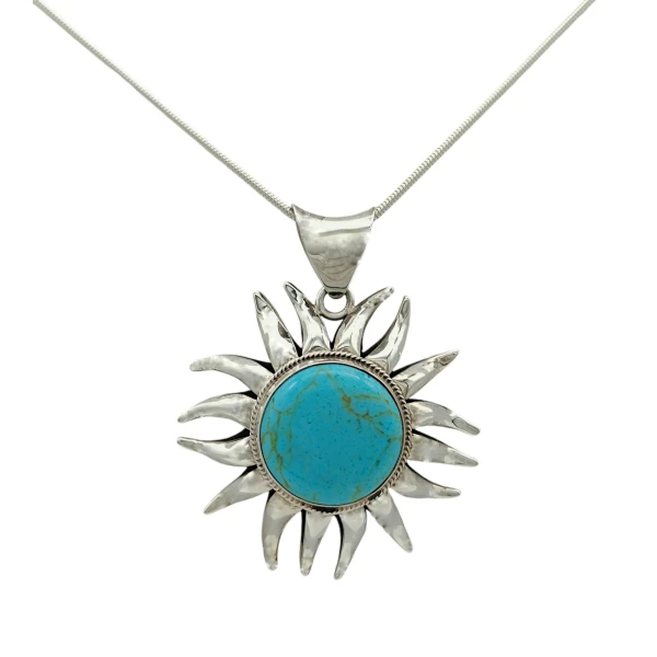 Dije Colgante Sol-Plata 925-Turquesa-CP3817 conpiedra