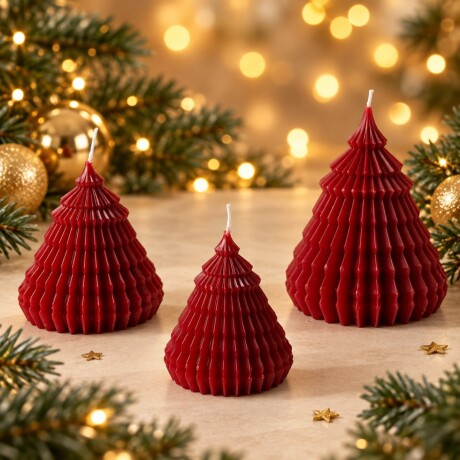 Vela Navideña Pino Acanalado – Rojo 15cm Vela Navideña Pino Acanalado – Rojo 15cm
