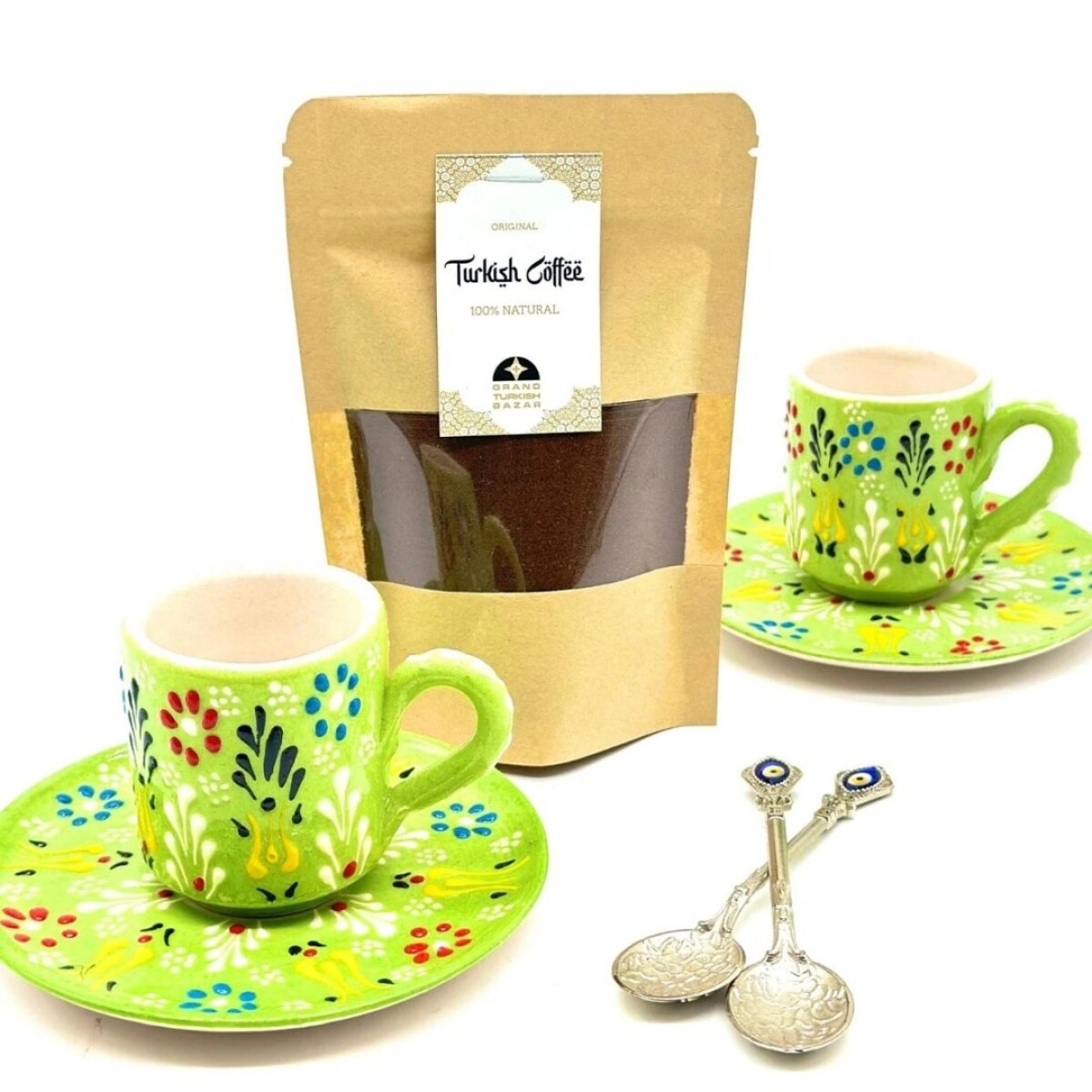 Set de café para dos personas cerámica - Verde 