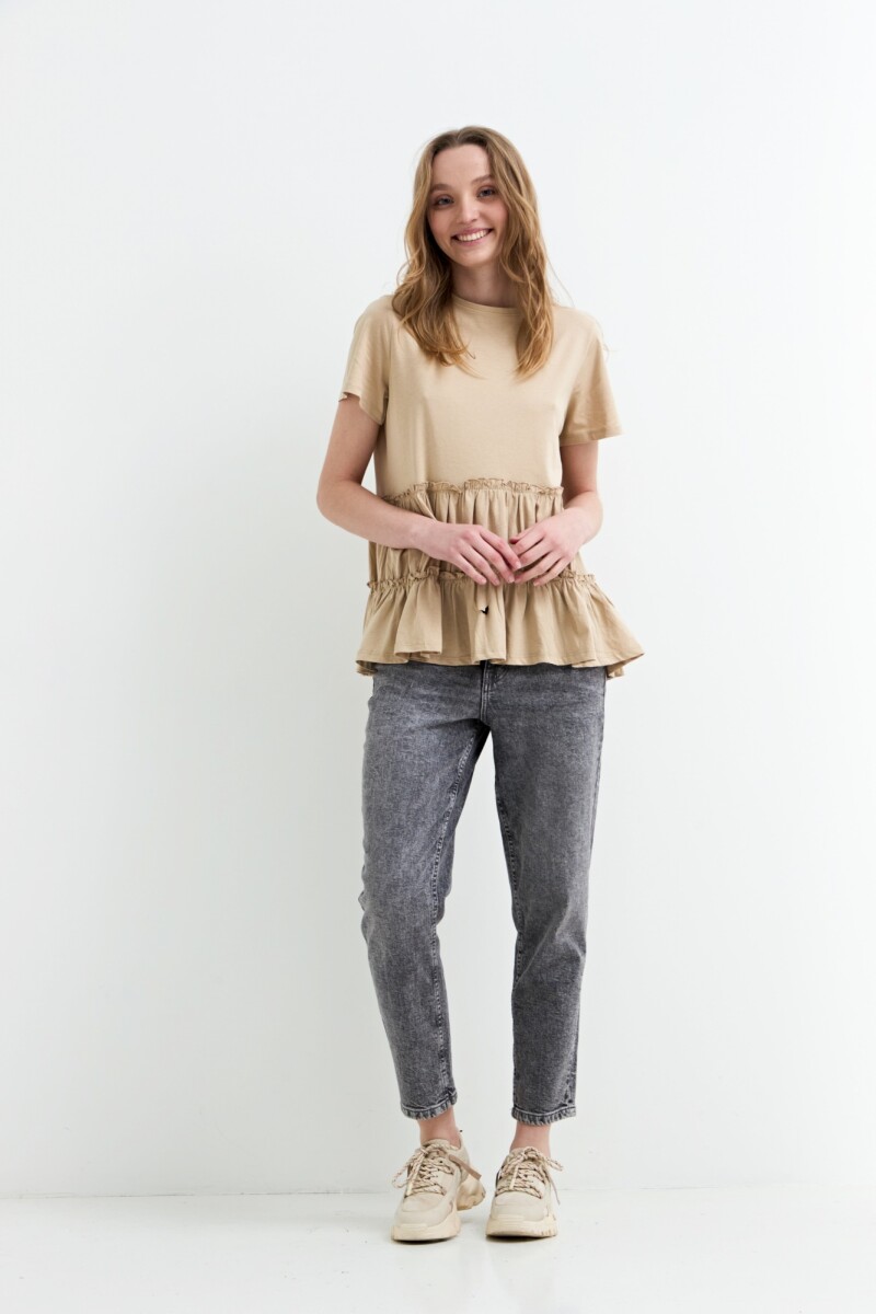 Remera con volados KHAKI