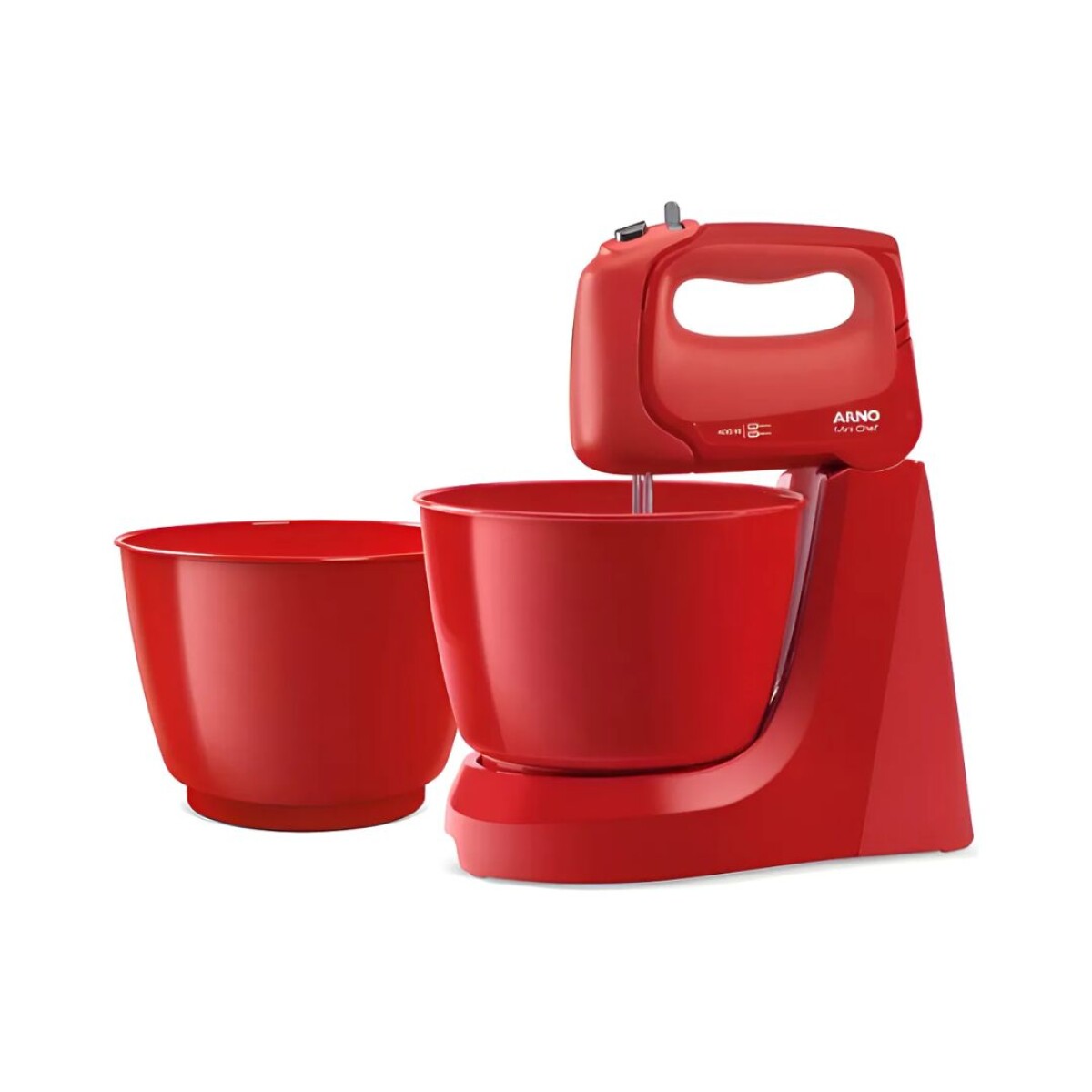Mini Batidora Arno | 4 velocidades + Pulsar | Con 2 bowls de 4 Lts. | Color roja. 